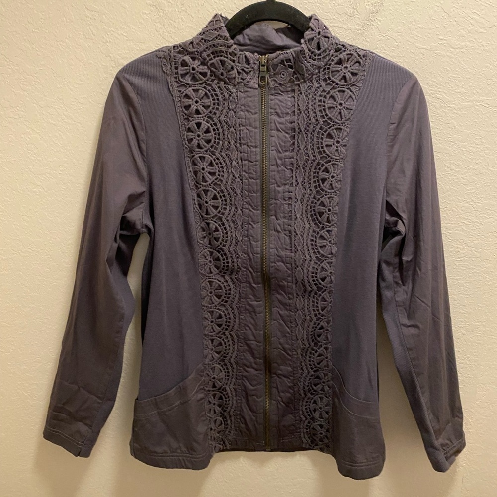 Soft Surroundings Lace Zip Up Jacket Size M